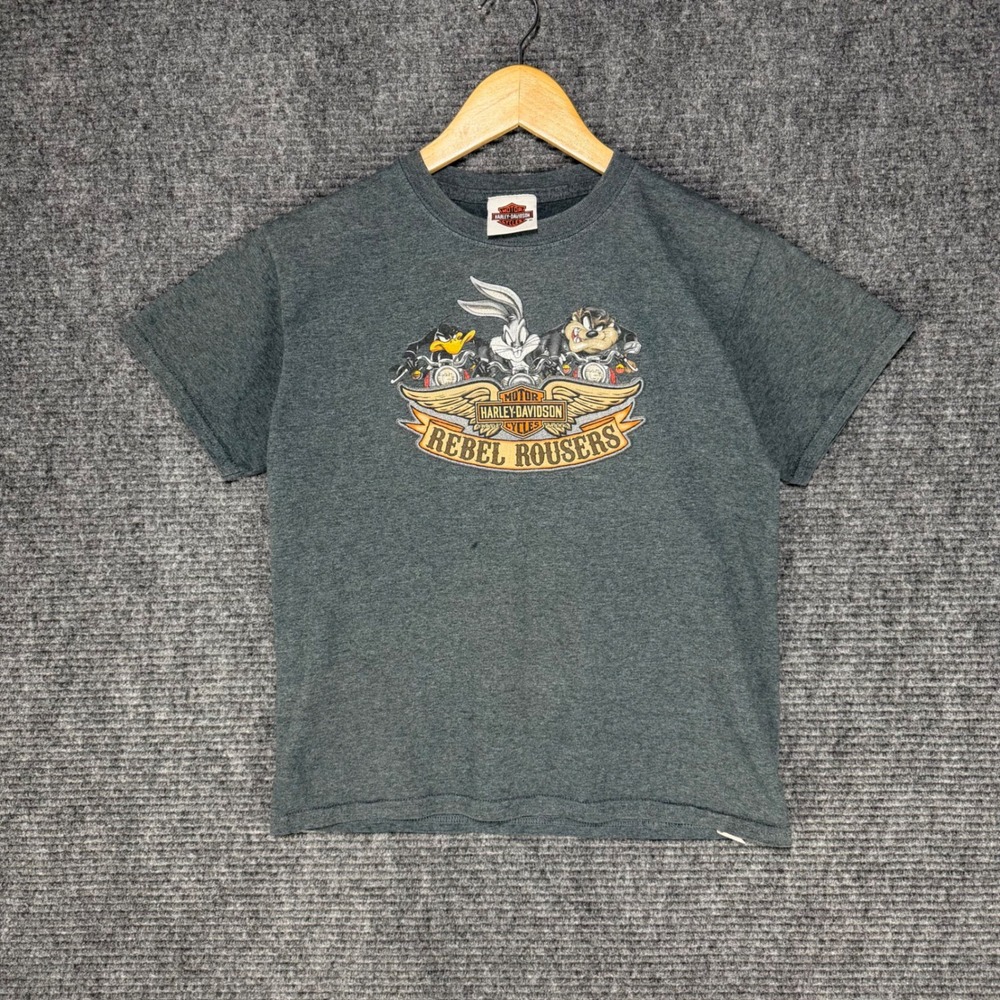 Harley-Davidson Looney Tunes Rebel Rousers Shirt Kids Medium Grey Fort Thunder